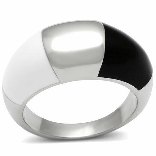 TK515 - High polished (no plating) Stainless Steel Ring with Epoxy  in