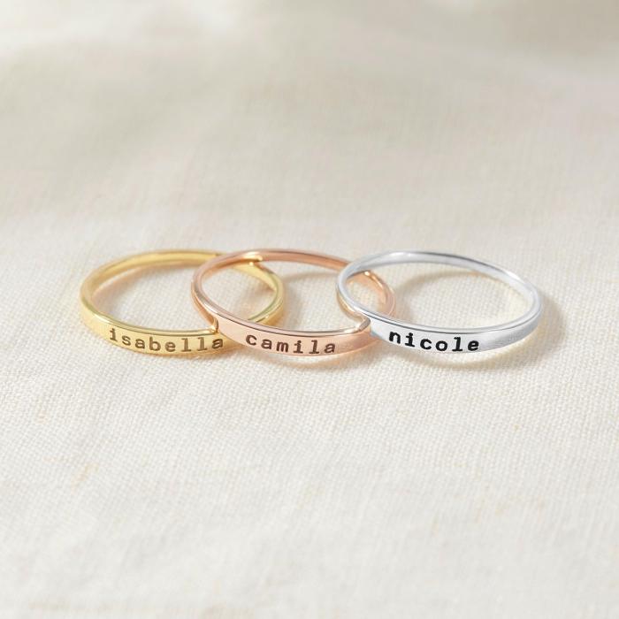 Stackable Mom Rings, Mother Ring, Stacking Rings Name, Kids Name Ring