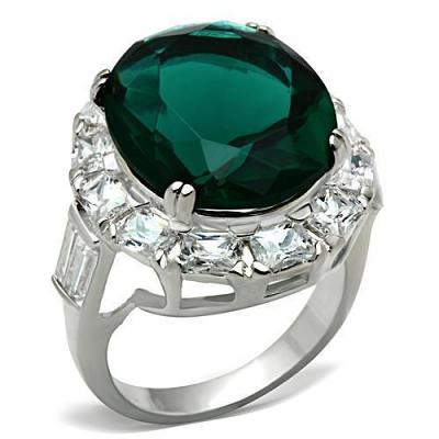 SS007 - Silver 925 Sterling Silver Ring with Synthetic Synthetic Glass
