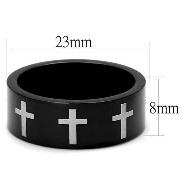 TK2410 - Two-Tone IP Black (Ion Plating) Stainless Steel Ring with No