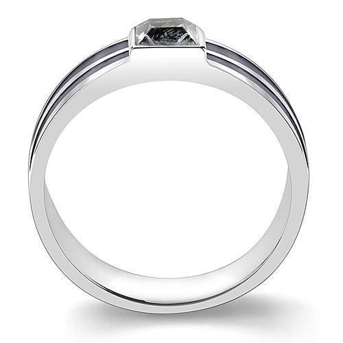 LOA1341 - High polished (no plating) Stainless Steel Ring with Top