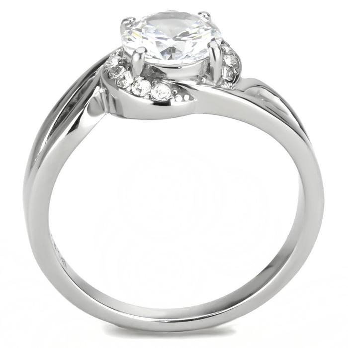 TK3701 - High polished (no plating) Stainless Steel Ring with AAA