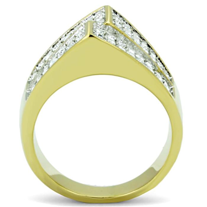 TK1550 - Two-Tone IP Gold (Ion Plating) Stainless Steel Ring with Top