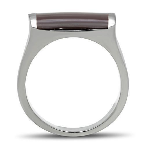 TK327 - High polished (no plating) Stainless Steel Ring with Epoxy  in