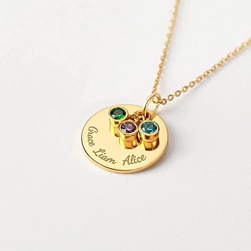 Mother Necklace With Birthstones, Kids Name Necklace, Mom Necklace