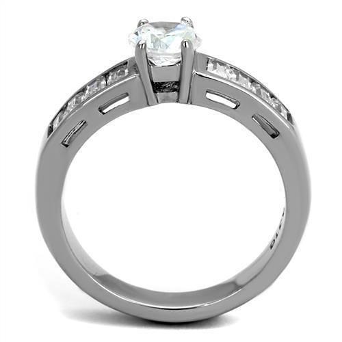 TK2117 - High polished (no plating) Stainless Steel Ring with AAA