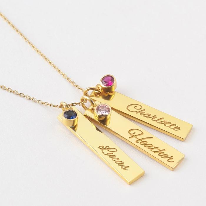 Mothers Necklace Birthstone, 3 Name Necklace, Mother Jewelry