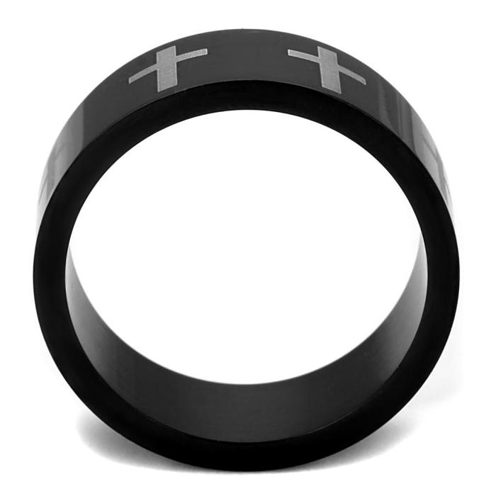 TK2410 - Two-Tone IP Black (Ion Plating) Stainless Steel Ring with No