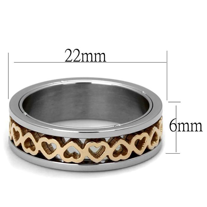 TK2398 - Two-Tone IP Rose Gold Stainless Steel Ring with No Stone