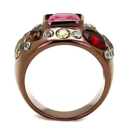 TK1790LC - IP Coffee light Stainless Steel Ring with AAA Grade CZ  in