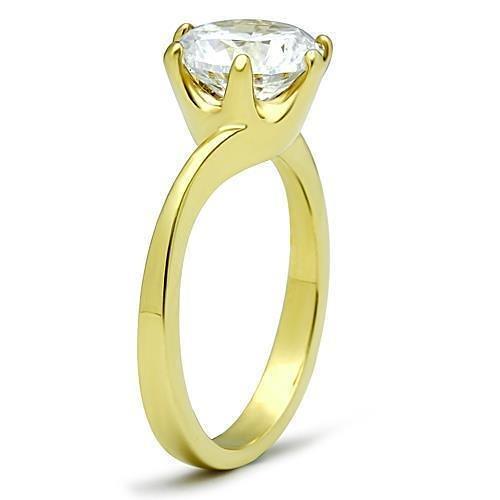 TK1406 - IP Gold(Ion Plating) Stainless Steel Ring with AAA Grade CZ