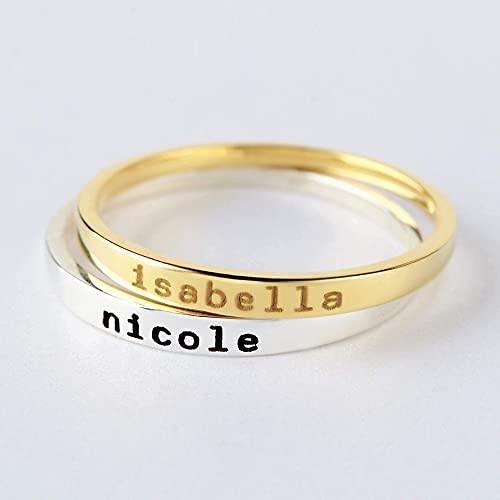 Stackable Mom Rings, Mother Ring, Stacking Rings Name, Kids Name Ring