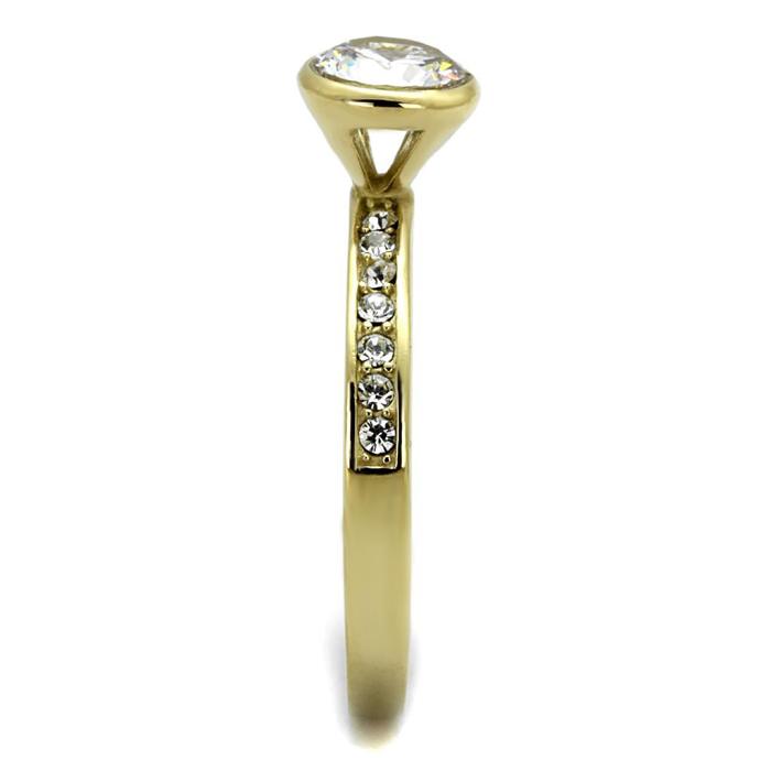 TK2254 - IP Gold(Ion Plating) Stainless Steel Ring with AAA Grade CZ