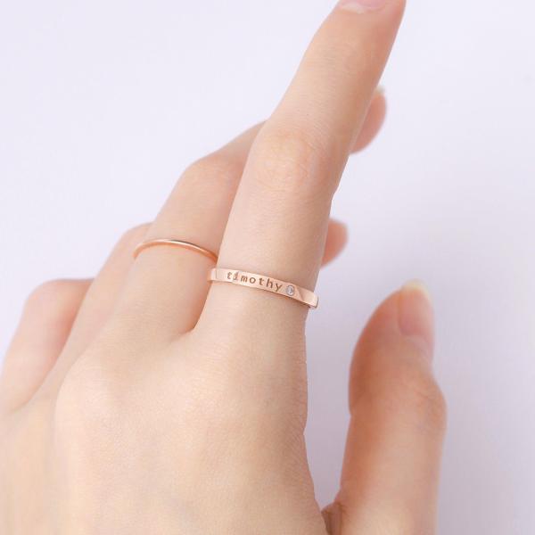 Personalized Name Ring With Birthstone, Stackable Name Ring, Mom Ring