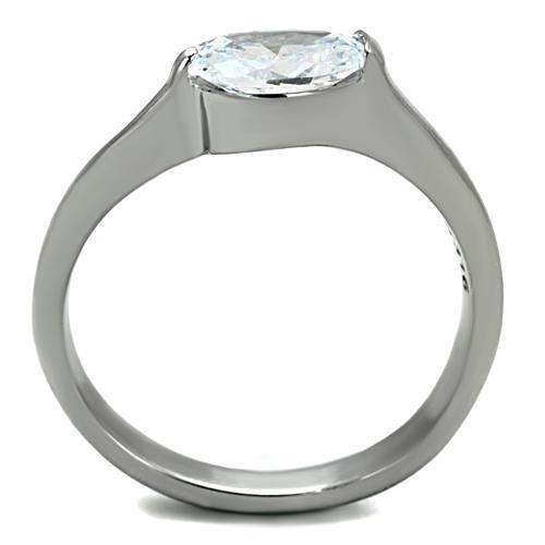 TK1542 - High polished (no plating) Stainless Steel Ring with AAA