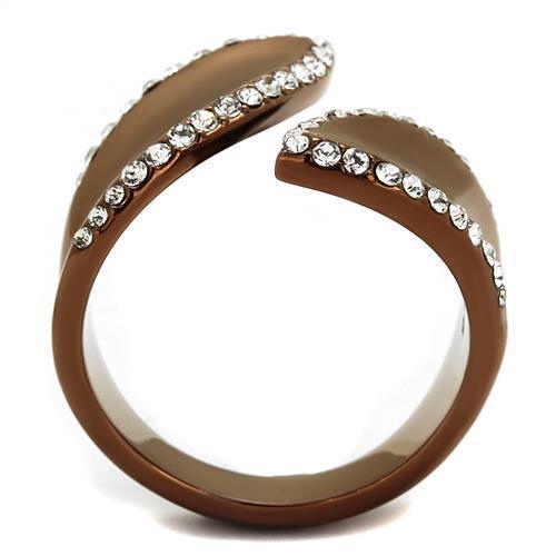TK2691 - IP Coffee light Stainless Steel Ring with Top Grade Crystal