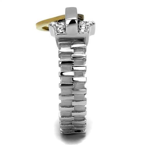 TK2520 - Two-Tone IP Gold (Ion Plating) Stainless Steel Ring with Top