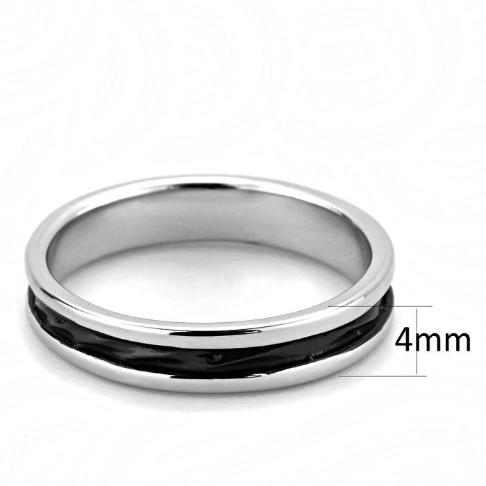 TK3502 - Two-Tone IP Black (Ion Plating) Stainless Steel Ring with No