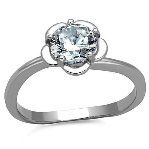 TK1540 - High polished (no plating) Stainless Steel Ring with AAA