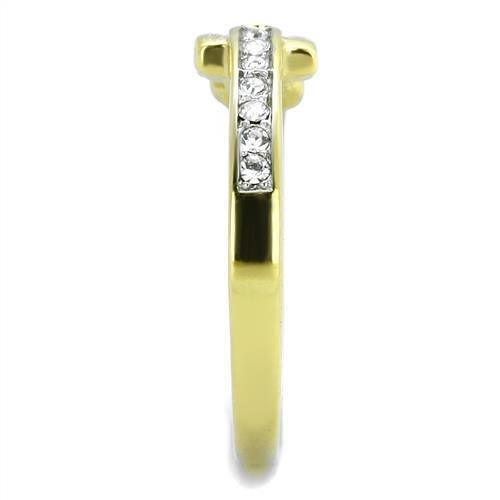 TK2164 - Two-Tone IP Gold (Ion Plating) Stainless Steel Ring with Top