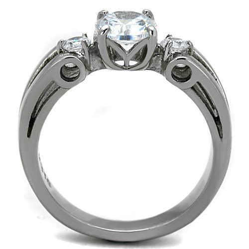 TK1537 - High polished (no plating) Stainless Steel Ring with AAA