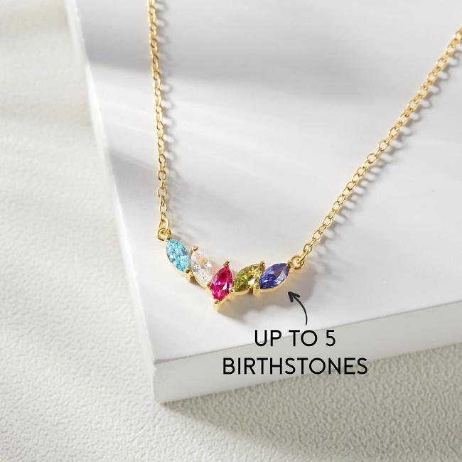 Mom Necklace with Birthstones, Birthstone Jewelry, Family Birthstone