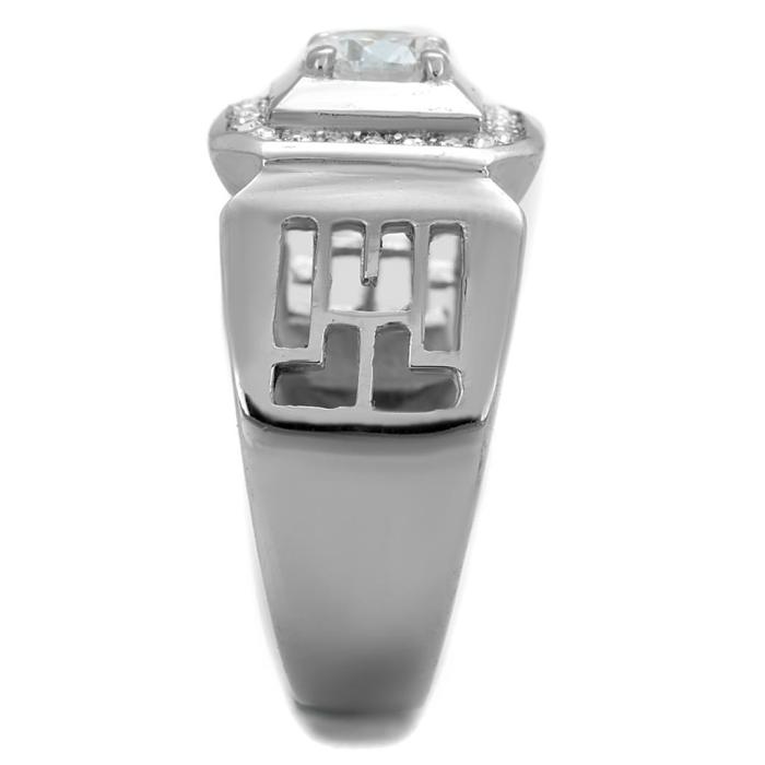 TK2046 - High polished (no plating) Stainless Steel Ring with AAA