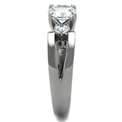TK1537 - High polished (no plating) Stainless Steel Ring with AAA