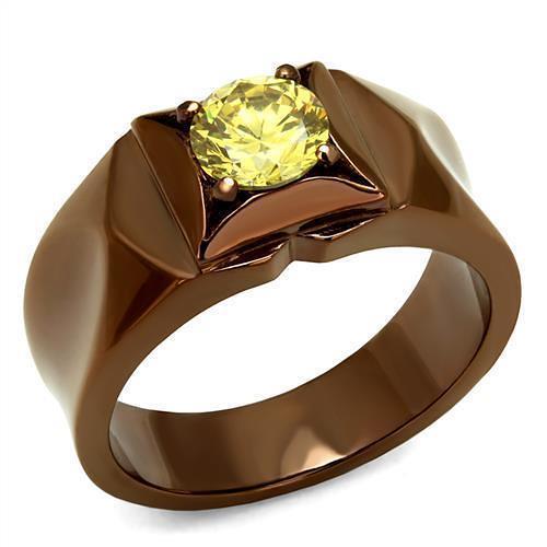 TK2773 - IP Coffee light Stainless Steel Ring with AAA Grade CZ  in