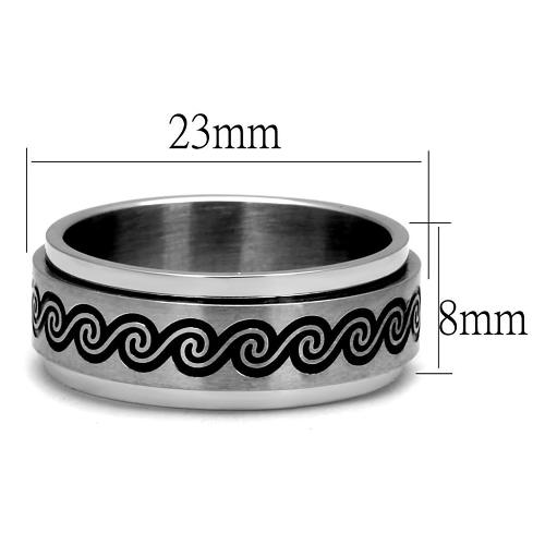 TK2930 - High polished (no plating) Stainless Steel Ring with Epoxy