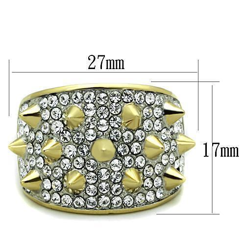 TK1697 - Two-Tone IP Gold (Ion Plating) Stainless Steel Ring with Top