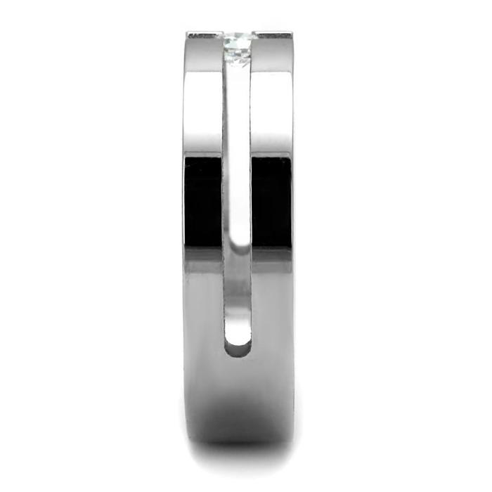 TK2412 - High polished (no plating) Stainless Steel Ring with AAA