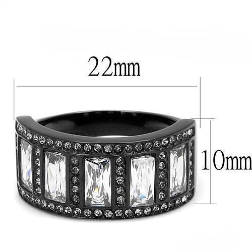 TK3168 - IP Black(Ion Plating) Stainless Steel Ring with AAA Grade CZ