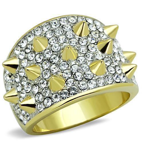 TK1697 - Two-Tone IP Gold (Ion Plating) Stainless Steel Ring with Top