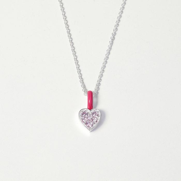 Pink Heart Necklace, Pink Enamel Jewelry, Dainty Heart Jewlery