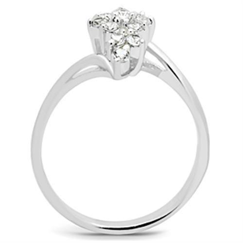 SS054 - Silver 925 Sterling Silver Ring with AAA Grade CZ  in Clear
