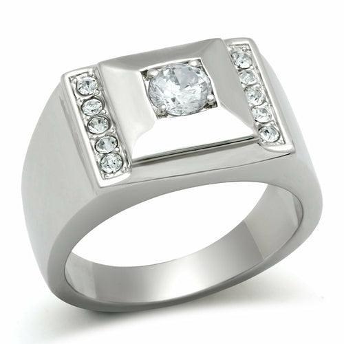 TK317 - High polished (no plating) Stainless Steel Ring with AAA Grade