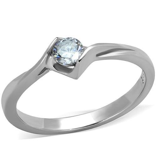 TK2042 - High polished (no plating) Stainless Steel Ring with AAA