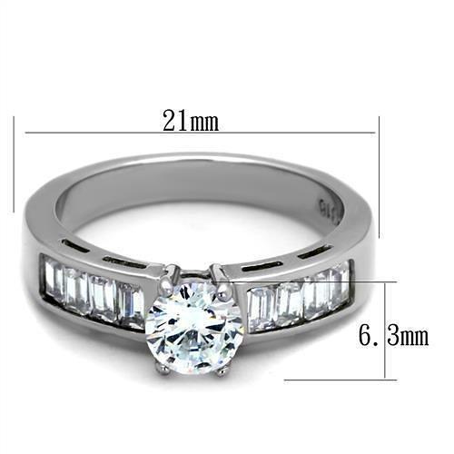 TK2117 - High polished (no plating) Stainless Steel Ring with AAA