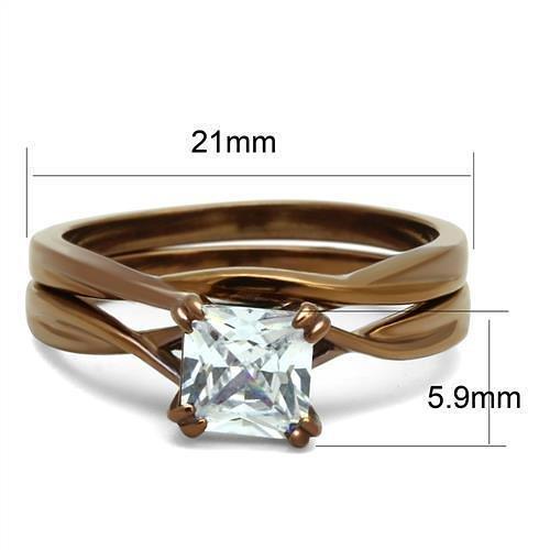 TK2964 - IP Coffee light Stainless Steel Ring with AAA Grade CZ  in