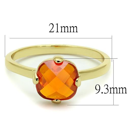 LO4079 - Flash Gold Brass Ring with AAA Grade CZ  in Orange