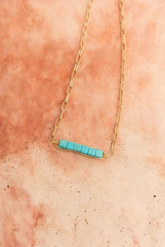 Stacked Turquoise Gold Chain Necklace