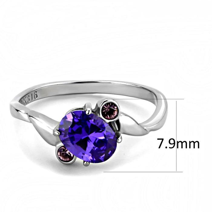 TK3525 - High polished (no plating) Stainless Steel Ring with AAA