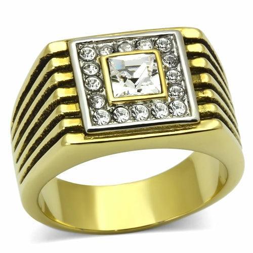 TK750 - Two-Tone IP Gold (Ion Plating) Stainless Steel Ring with Top