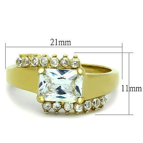 TK1588 - IP Gold(Ion Plating) Stainless Steel Ring with AAA Grade CZ