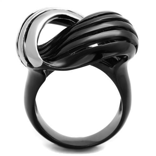 TK1843 - Two-Tone IP Black (Ion Plating) Stainless Steel Ring with No