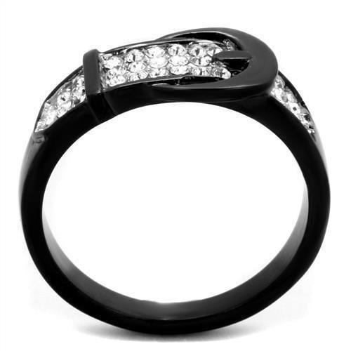 TK1868 - Two-Tone IP Black (Ion Plating) Stainless Steel Ring with Top