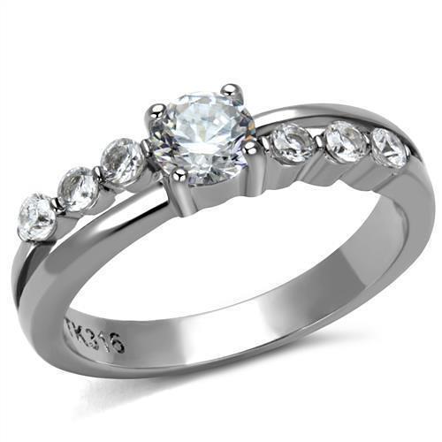 TK2865 - High polished (no plating) Stainless Steel Ring with AAA