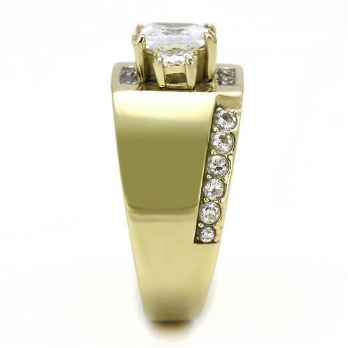 TK3078 - IP Gold(Ion Plating) Stainless Steel Ring with AAA Grade CZ