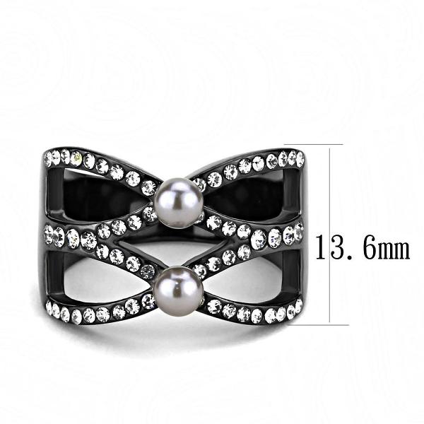 TK3515 - IP Light Black  (IP Gun) Stainless Steel Ring with Synthetic